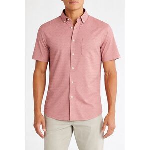 Faherty Movement Short Sleeve Button-Up Shirt in Dusty Mauve Pink Size XXL